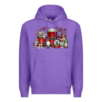 Purple Christmas Coffee Drink Premium Hoodie - CowhideDigitalArt