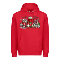 Red Christmas Coffee Drink Premium Hoodie - CowhideDigitalArt
