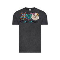 Vintage Black peace love pomeranian Vintage Tee - RanaPortraitStore