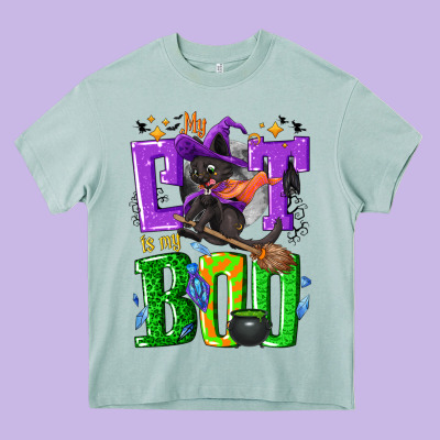 My Cat Is My Boo Halloween Heavy Core Tee Designed By Nancycooperartshop