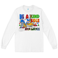 White Be a kind sole Autism Awareness Long Sleeve Tee - FaDigitalArtStudio