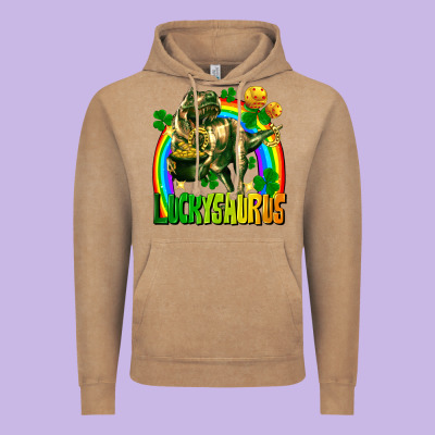 Luckysaurus St. Patricks Day Vintage Hoodie Designed By Fadigitalartstudio