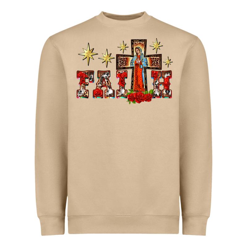 Faith Our Lady Of Guadalupe Cross Heavyweight Sweatshirt by BarkalooDesign | Teevron