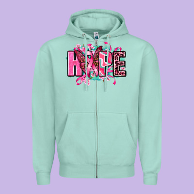Hope With Butterfly's Zipper Hoodie Designed By Adodesignshop