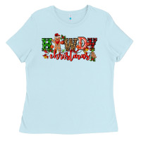 Baby Blue howdy christmas gingerman bread with cowboy Ladies Tee - CowGirlArtShop