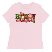 Bubblegum Pink howdy christmas gingerman bread with cowboy Ladies Tee - CowGirlArtShop