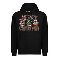 Black Merry Christmas Premium Hoodie - CowhideDigitalArt