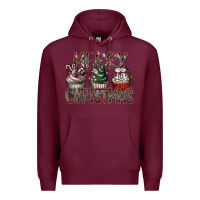 Burgundy Merry Christmas Premium Hoodie - CowhideDigitalArt