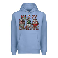 Colony Blue Merry Christmas Premium Hoodie - CowhideDigitalArt