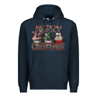 Navy Merry Christmas Premium Hoodie - CowhideDigitalArt