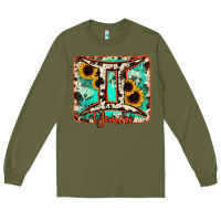 Army Green gemini turquoise cowhide Long Sleeve Tee - RanaPortraitStore
