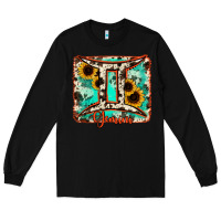 Black gemini turquoise cowhide Long Sleeve Tee - RanaPortraitStore