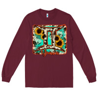 Burgundy gemini turquoise cowhide Long Sleeve Tee - RanaPortraitStore
