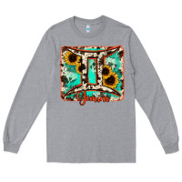 Heather Grey gemini turquoise cowhide Long Sleeve Tee - RanaPortraitStore