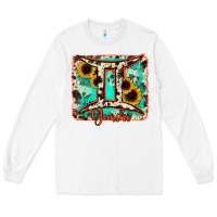 White gemini turquoise cowhide Long Sleeve Tee - RanaPortraitStore