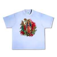 Grape Ice Our Lady Of Guadalupe Mexican Flag Cactus Roses Urban Heavy Tee - FaDigitalArtStudio