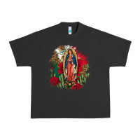 Pigment Black Our Lady Of Guadalupe Mexican Flag Cactus Roses Urban Heavy Tee - FaDigitalArtStudio