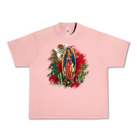 Salmon Our Lady Of Guadalupe Mexican Flag Cactus Roses Urban Heavy Tee - FaDigitalArtStudio