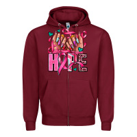 Burgundy hope with woman hands Zipper Hoodie - AdoDesignShop