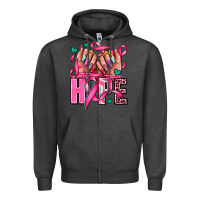Charcoal Heather hope with woman hands Zipper Hoodie - AdoDesignShop