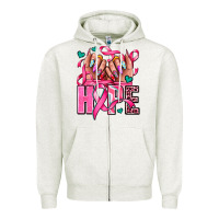 Oatmeal Heather hope with woman hands Zipper Hoodie - AdoDesignShop