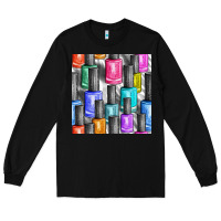Black colorful nail polish seamless pattern bbs Long Sleeve Tee - BundleAndBundleShop