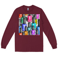 Burgundy colorful nail polish seamless pattern bbs Long Sleeve Tee - BundleAndBundleShop