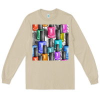 Mushroom colorful nail polish seamless pattern bbs Long Sleeve Tee - BundleAndBundleShop