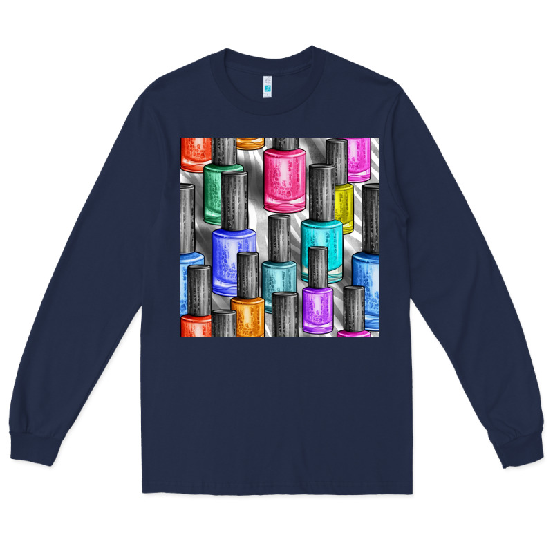 Colorful Nail Polish Seamless Pattern Bbs Long Sleeve Tee by BundleAndBundleShop | Teevron
