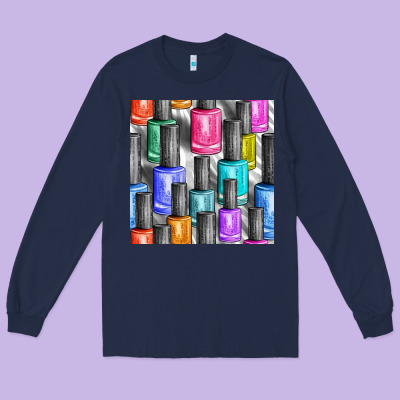 Colorful Nail Polish Seamless Pattern Bbs Long Sleeve Tee Designed By Bundleandbundleshop