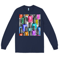 Navy colorful nail polish seamless pattern bbs Long Sleeve Tee - BundleAndBundleShop