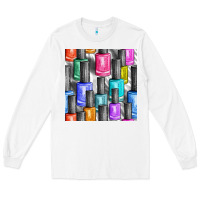 White colorful nail polish seamless pattern bbs Long Sleeve Tee - BundleAndBundleShop