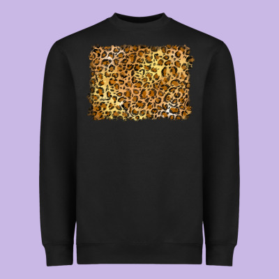 Handdrawn Leopard Pattern Yellow Heavyweight Sweatshirt Designed By Barkaloodesign
