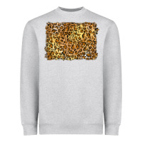 Heather Grey handdrawn leopard pattern yellow Heavyweight Sweatshirt - BarkalooDesign