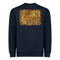 Navy handdrawn leopard pattern yellow Heavyweight Sweatshirt - BarkalooDesign