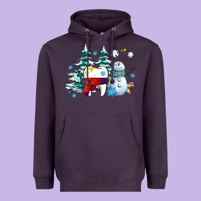 Dental Christmas Teeth And Winter With Snowman Heavyweight Hoodie Designed By Adodesignshop