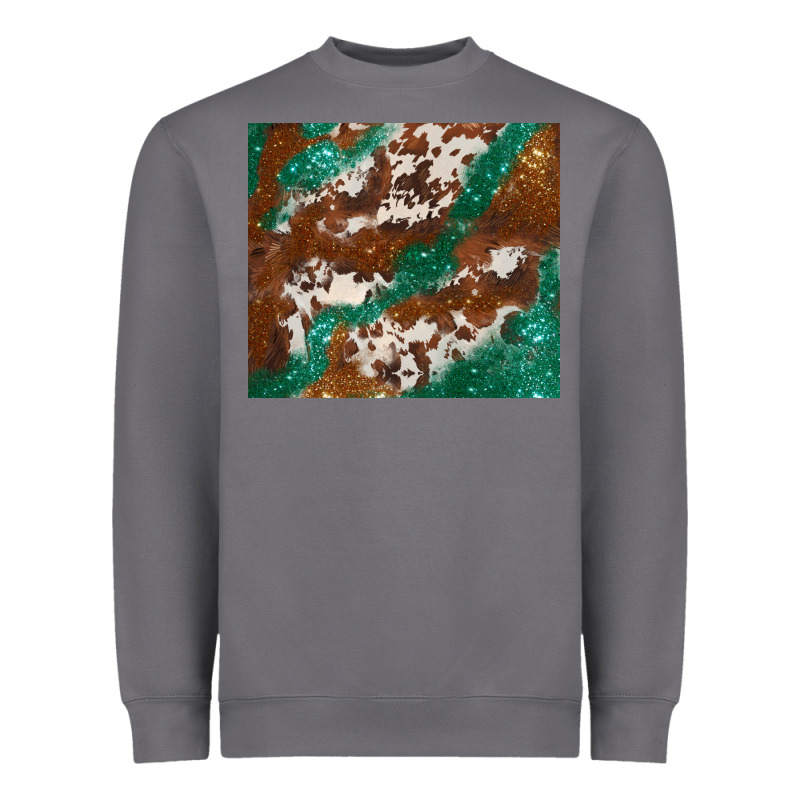 Brown Cowhide Glitter Heavyweight Sweatshirt by BarkalooDesign | Teevron