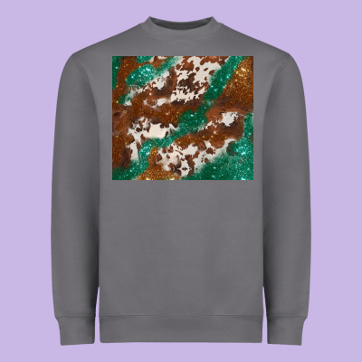 Brown Cowhide Glitter Heavyweight Sweatshirt Designed By Barkaloodesign