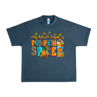 Midnight Navy My blood type is pumpkin spice Urban Heavy Tee - RanaPortraitStore