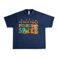 Navy My blood type is pumpkin spice Urban Heavy Tee - RanaPortraitStore