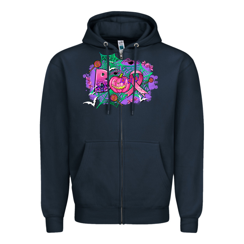 Halloween Boo With Cancer Ribbon Zipper Hoodie by AdoDesignShop | Teevron