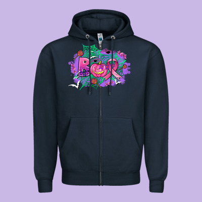 Halloween Boo With Cancer Ribbon Zipper Hoodie Designed By Adodesignshop