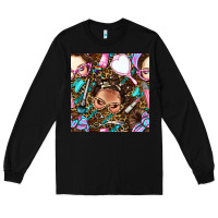 Black hairdresser messy bun hand mirror and scissors with leopard and tiger  Long Sleeve Tee - BundleAndBundleShop