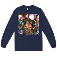 Navy hairdresser messy bun hand mirror and scissors with leopard and tiger  Long Sleeve Tee - BundleAndBundleShop
