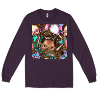 Plum hairdresser messy bun hand mirror and scissors with leopard and tiger  Long Sleeve Tee - BundleAndBundleShop