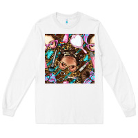 White hairdresser messy bun hand mirror and scissors with leopard and tiger  Long Sleeve Tee - BundleAndBundleShop