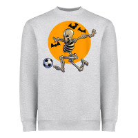 Heather Grey skeleton soccer player funny halloween blood moon Heavyweight Sweatshirt - DesignPulse