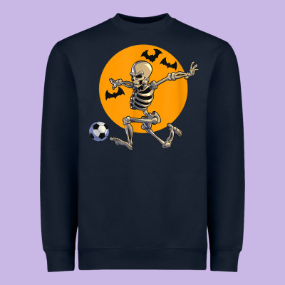 Skeleton Soccer Player Funny Halloween Blood Moon Heavyweight Sweatshirt Designed By Designpulse