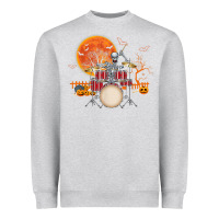 Heather Grey Skeleton Drummer Halloween Costume Playing Drums Mens Boys Heavyweight Sweatshirt - DesignPulse
