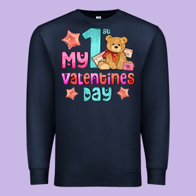 My First Valentines Day Premium Sweatshirt Designed By Adodesignshop